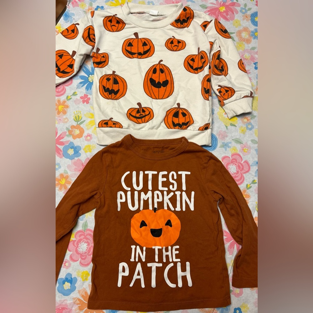 The Children's Place Pumpkin long sleeve and sweater Set - Orange and White